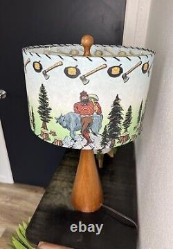 Mid Century Vintage Style Fiberglass Lamp Shade Paul Bunyan & Babe Lumberjack