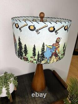 Mid Century Vintage Style Fiberglass Lamp Shade Paul Bunyan & Babe Lumberjack