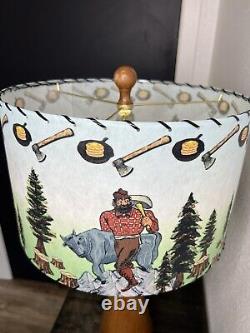 Mid Century Vintage Style Fiberglass Lamp Shade Paul Bunyan & Babe Lumberjack