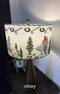 Mid Century Vintage Style Fiberglass Lamp Shade Paul Bunyan & Babe Lumberjack