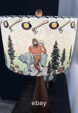 Mid Century Vintage Style Fiberglass Lamp Shade Paul Bunyan & Babe Lumberjack