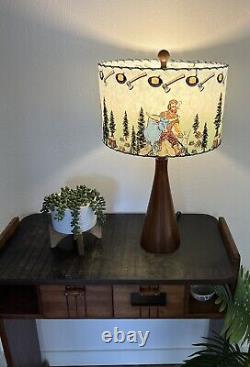 Mid Century Vintage Style Fiberglass Lamp Shade Paul Bunyan & Babe Lumberjack