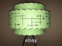 Mid Century Vintage Style Tapered 3 Tier Fiberglass Lamp Shade Modern Atomic GRN