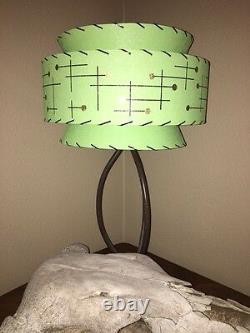 Mid Century Vintage Style Tapered 3 Tier Fiberglass Lamp Shade Modern Atomic GRN