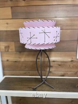 Mid Century Vintage Style Tapered 3 Tier Fiberglass Lamp Shade Modern Pink