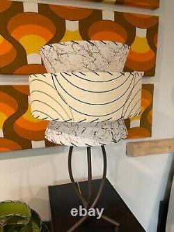 Mid Century Vintage Style Tapered 3 Tier Fiberglass Lamp Shade Modern Wht / Ivry