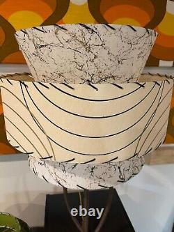 Mid Century Vintage Style Tapered 3 Tier Fiberglass Lamp Shade Modern Wht / Ivry