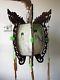 Midcentury Vintage Chinese Lantern/ Light Fitting, Painted Silk, Wood Dragons