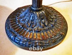Miller Antique Arts & Crafts Handel Era New Stain Glass Leaded Shade Brass Lamp