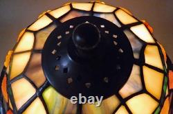 Miller Antique Arts & Crafts Handel Era New Stain Glass Leaded Shade Brass Lamp