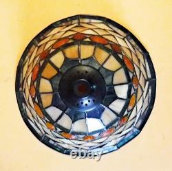 Miller Antique Arts & Crafts Handel Era New Stain Glass Leaded Shade Brass Lamp