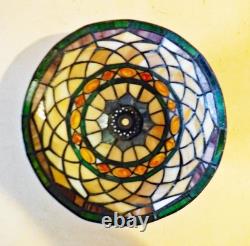 Miller Antique Arts & Crafts Handel Era New Stain Glass Leaded Shade Brass Lamp