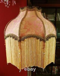 Mitford, Victorian Traditional Vintage Lampshade. Creamy Pink Brocade. 18