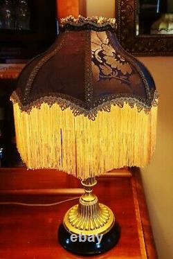 Mitford. Victorian Vintage Downton Lampshade. Midnight Blue Silk Damask 14