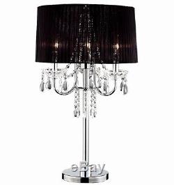 Modern Chrome Crystal Drop Table Lamp Shade Mid Century Vintage Pole Chandelier