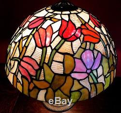 Mosaic Stained Glass 16 3/8 Tulips Lamp Shade, 300+ pcs, vintage Tiffany reprod