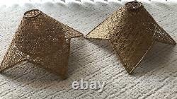 NEW Set of 2 Vintage Rattan Lamp Shades Light Fixtures Flower Shape 1970s Decor