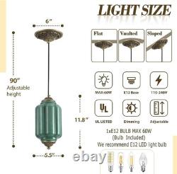 NEW Vintage Green Milk Glass Pendant Light Fixture Ceiling Lamp