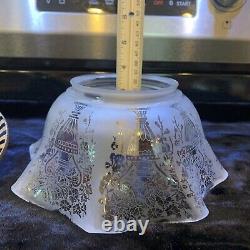 NICE VINTAGE 3 3/4 Tall Frosted Etched Glass-Ruffle Bottom Gas Lamp Light Shade