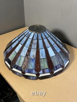 NICE! Vintage Large Tiffany Style Stained Glass Lamp Shade Leaded Slag 21