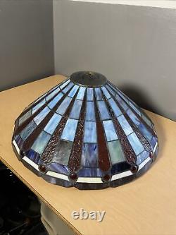 NICE! Vintage Large Tiffany Style Stained Glass Lamp Shade Leaded Slag 21