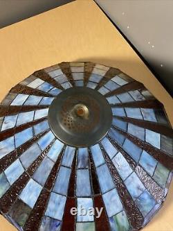 NICE! Vintage Large Tiffany Style Stained Glass Lamp Shade Leaded Slag 21