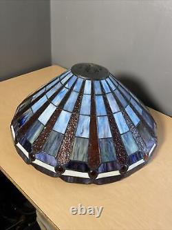 NICE! Vintage Large Tiffany Style Stained Glass Lamp Shade Leaded Slag 21