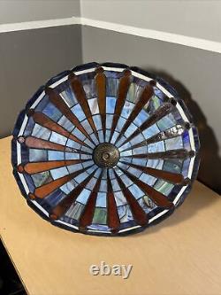 NICE! Vintage Large Tiffany Style Stained Glass Lamp Shade Leaded Slag 21