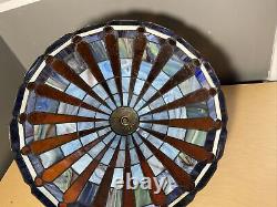 NICE! Vintage Large Tiffany Style Stained Glass Lamp Shade Leaded Slag 21