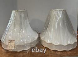 NOS Pair Of MCM Bell Lamp Shades W Scallop Accent 15 Tall