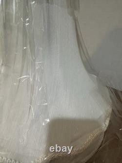 NOS Pair Of MCM Bell Lamp Shades W Scallop Accent 15 Tall