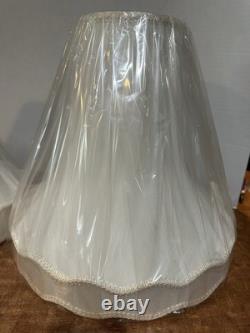 NOS Pair Of MCM Bell Lamp Shades W Scallop Accent 15 Tall