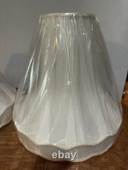 NOS Pair Of MCM Bell Lamp Shades W Scallop Accent 15 Tall