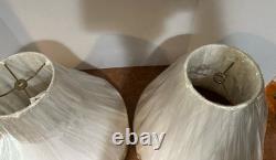 NOS Pair Of MCM Bell Lamp Shades W Scallop Accent 15 Tall