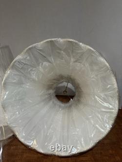 NOS Pair Of MCM Bell Lamp Shades W Scallop Accent 15 Tall