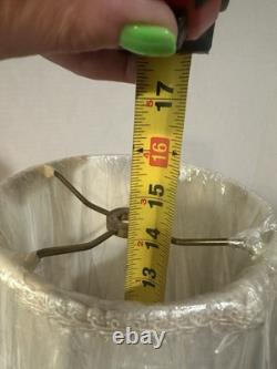 NOS Pair Of MCM Bell Lamp Shades W Scallop Accent 15 Tall