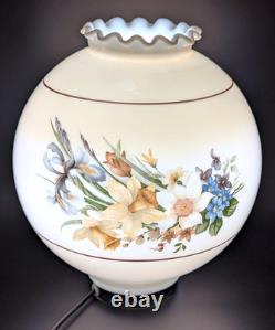 NOS! Vintage 10 Beige & White Open Ball Glass Shade Hand-Blown GWTW 4 Fitter