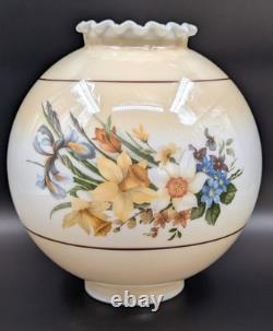 NOS! Vintage 10 Beige & White Open Ball Glass Shade Hand-Blown GWTW 4 Fitter