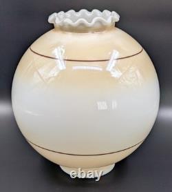 NOS! Vintage 10 Beige & White Open Ball Glass Shade Hand-Blown GWTW 4 Fitter