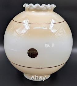NOS! Vintage 10 Beige & White Open Ball Glass Shade Hand-Blown GWTW 4 Fitter