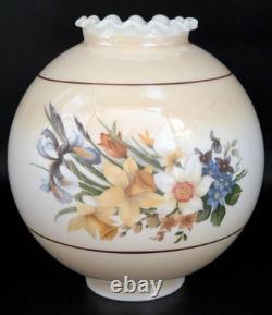 NOS! Vintage 10 Beige & White Open Ball Glass Shade Hand-Blown GWTW 4 Fitter