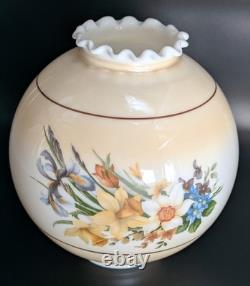 NOS! Vintage 10 Beige & White Open Ball Glass Shade Hand-Blown GWTW 4 Fitter