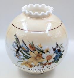 NOS! Vintage 10 Beige & White Open Ball Glass Shade Hand-Blown GWTW 4 Fitter