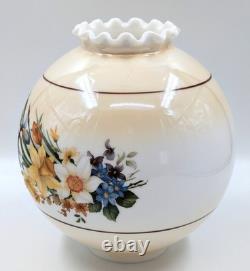 NOS! Vintage 10 Beige & White Open Ball Glass Shade Hand-Blown GWTW 4 Fitter