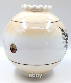 NOS! Vintage 10 Beige & White Open Ball Glass Shade Hand-Blown GWTW 4 Fitter