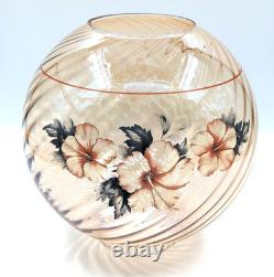 NOS! Vintage 10 Dia. Open Ball Floral Glass Shade, Clear Brown Glass, 4 Fitter