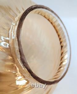 NOS! Vintage 10 Dia. Open Ball Floral Glass Shade, Clear Brown Glass, 4 Fitter