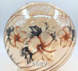 NOS! Vintage 10 Dia. Open Ball Floral Glass Shade, Clear Brown Glass, 4 Fitter