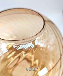 NOS! Vintage 10 Dia. Open Ball Floral Glass Shade, Clear Brown Glass, 4 Fitter