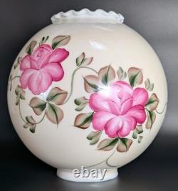 NOS! Vintage 10 Opal Bone Open Ball Glass Shade Hand Painted GWTW 4 Fitter